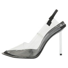 Alexander Wang Black/Transparent PVC and Leather Slingback Pumps Size 39