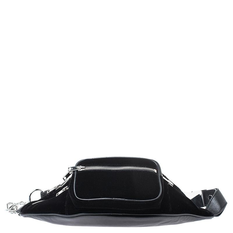 Women's Alexander Wang Black Velvet Attica Belt Bag