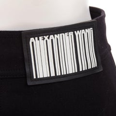 ALEXANDER WANG black virgin wool mirrored silver snap buttons skirt US2 S