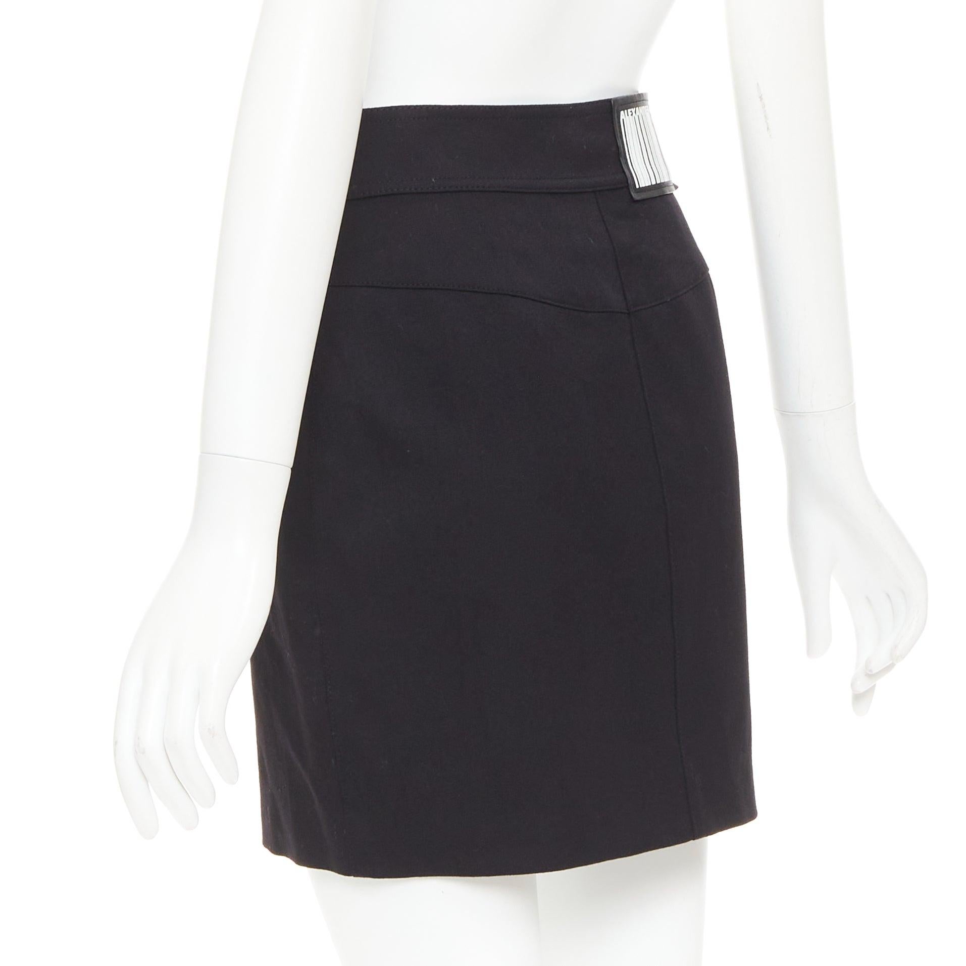 ALEXANDER WANG falda negra de lana virgen espejada con botones a presión plateados US2 S en venta 1