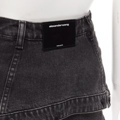 ALEXANDER WANG falda pantalón corta de algodón lavado negro de cintura alta con corte 25".