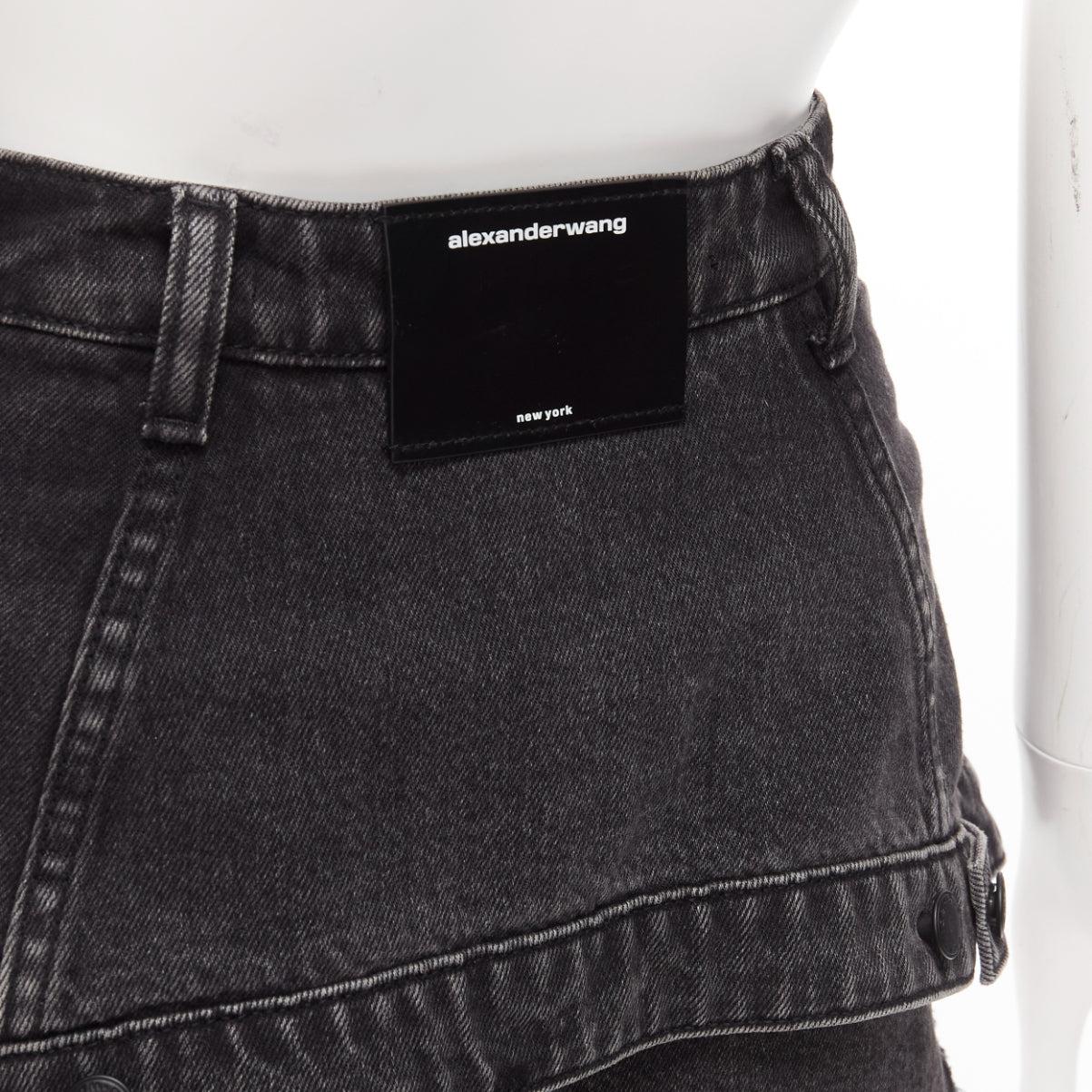 ALEXANDER WANG schwarze, gewaschene, Baumwolle, skort-Shorts mit hoher Taille aus Baumwollschicht 25