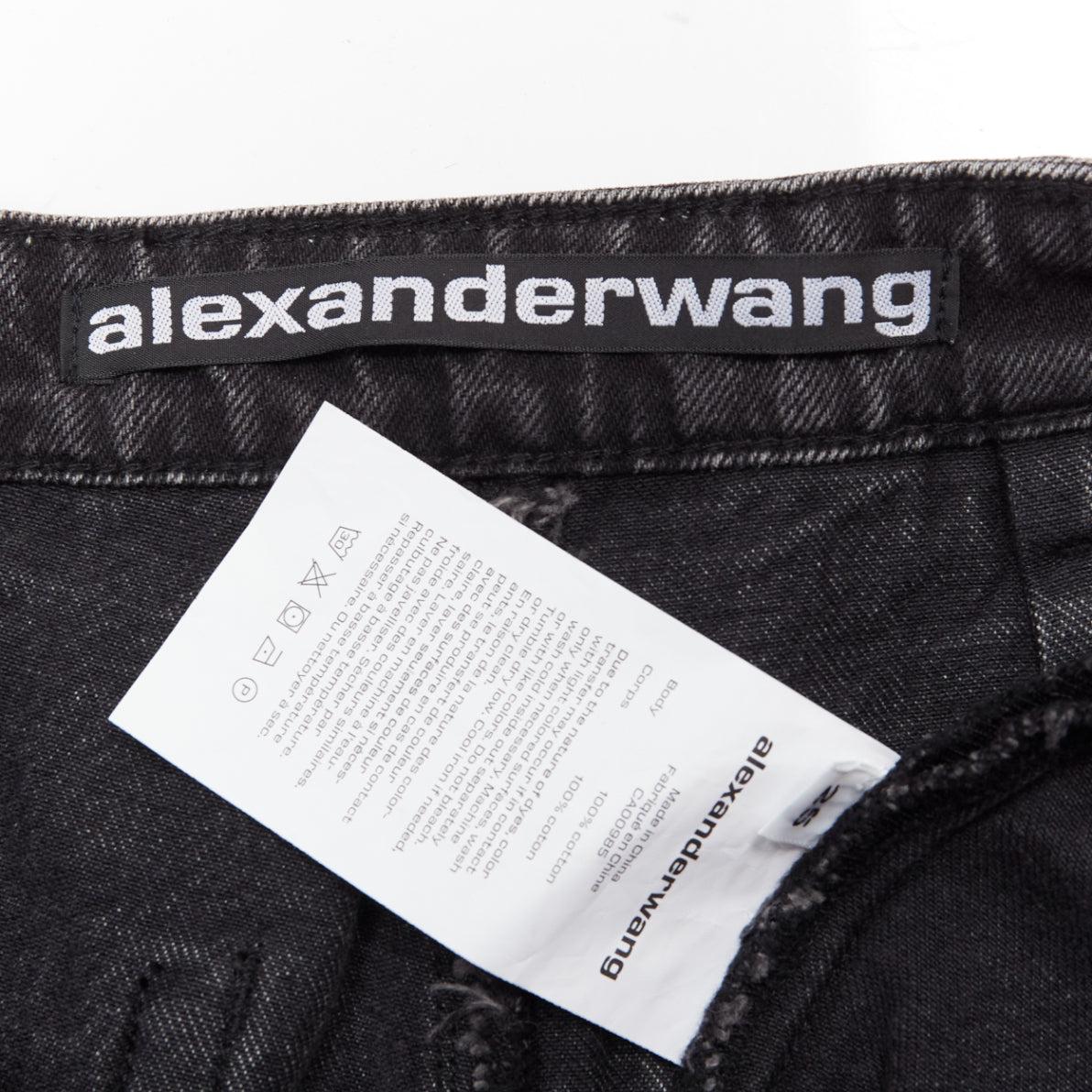 Alexander Wang, jupe courte en coton lavé noir, taille haute, bermuda échancré 25