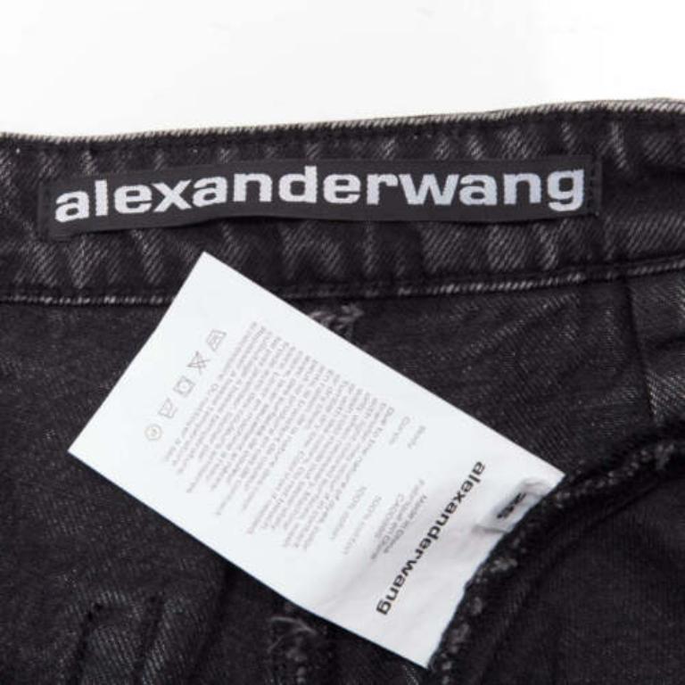 ALEXANDER WANG black washed cotton layered skort high waist cutaway shorts 25