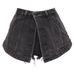 ALEXANDER WANG falda pantalón corta de algodón lavado negro de cintura alta con corte 25".