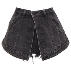 ALEXANDER WANG falda pantalón corta de algodón lavado negro de cintura alta con corte 25".