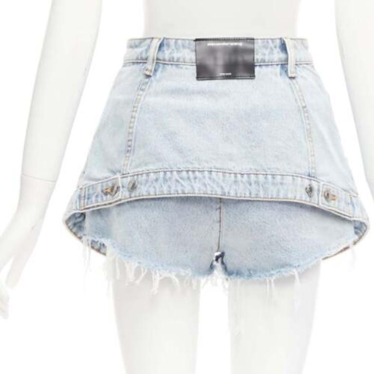 ALEXANDER WANG black washed cotton layered skort high waist cutaway shorts 26