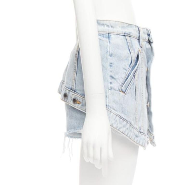 ALEXANDER WANG black washed cotton layered skort high waist cutaway shorts 26