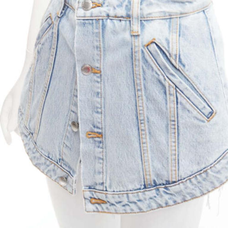 ALEXANDER WANG black washed cotton layered skort high waist cutaway shorts 26