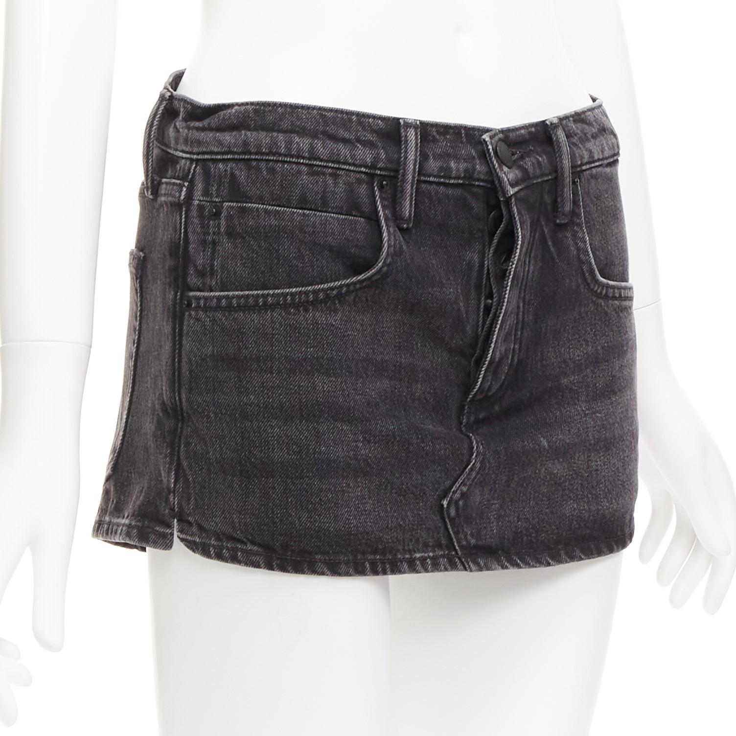 Black ALEXANDER WANG black washed front skirt back shorts mini skorts 24