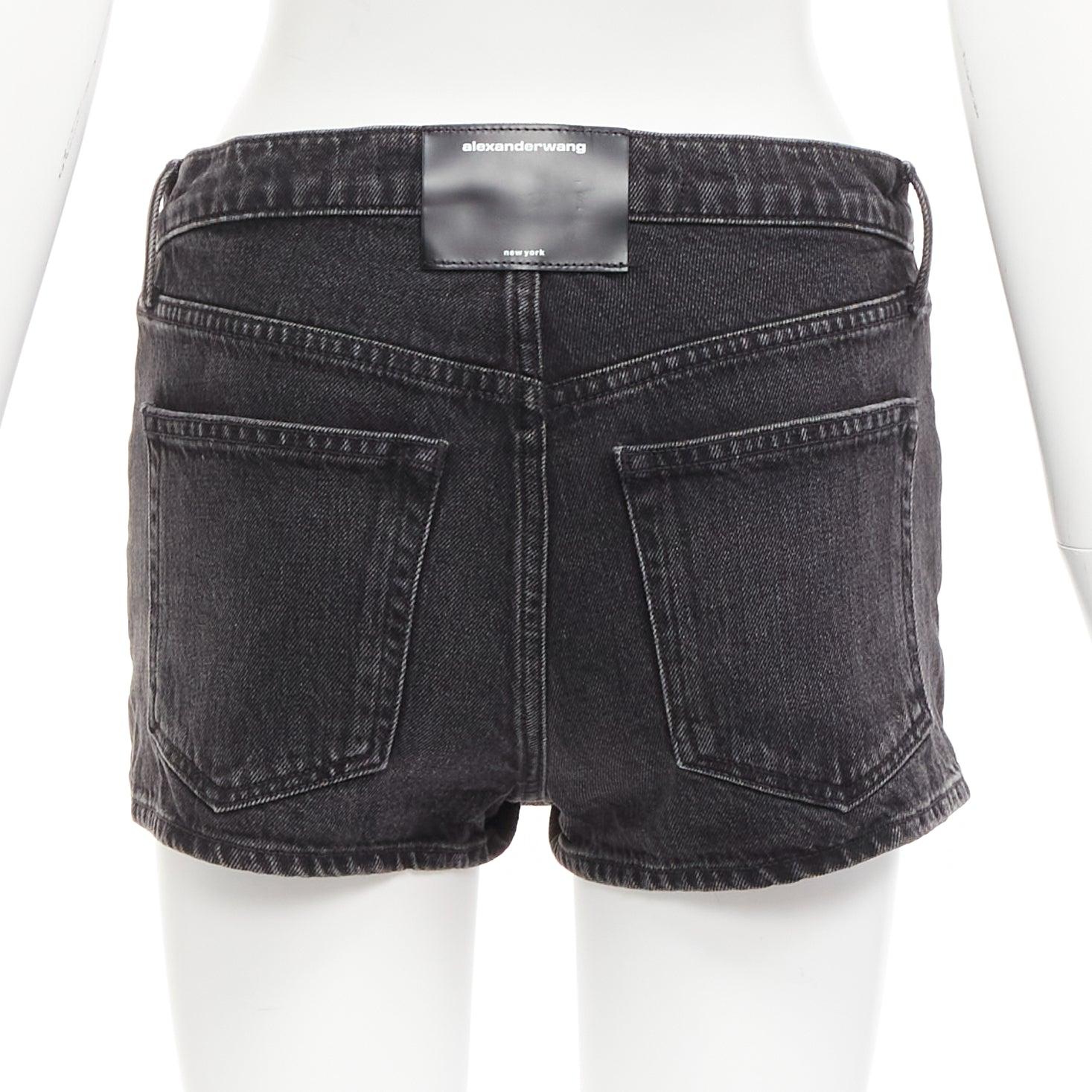 Women's ALEXANDER WANG black washed front skirt back shorts mini skorts 24