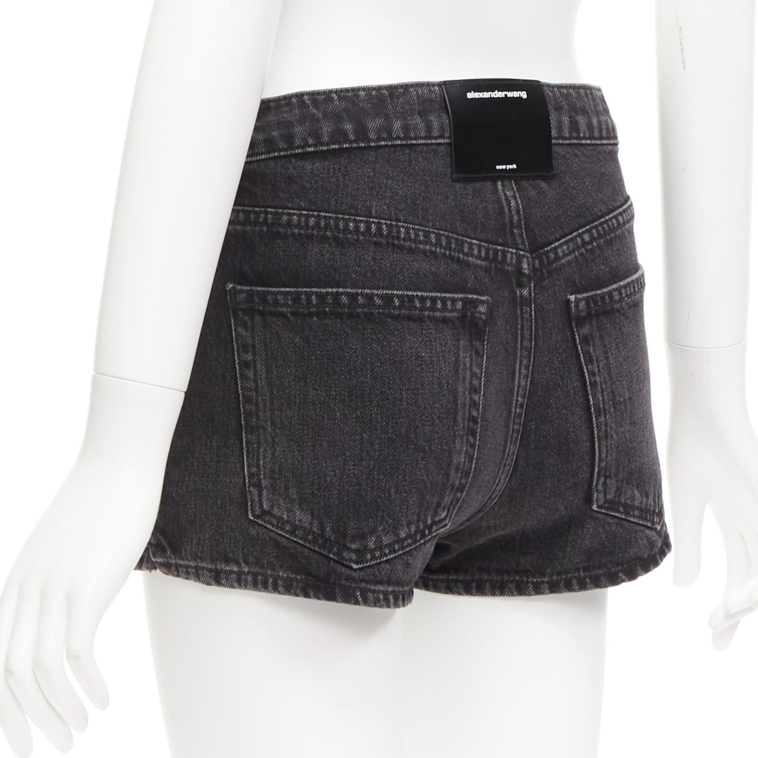 ALEXANDER WANG black washed front skirt back shorts mini skorts 24