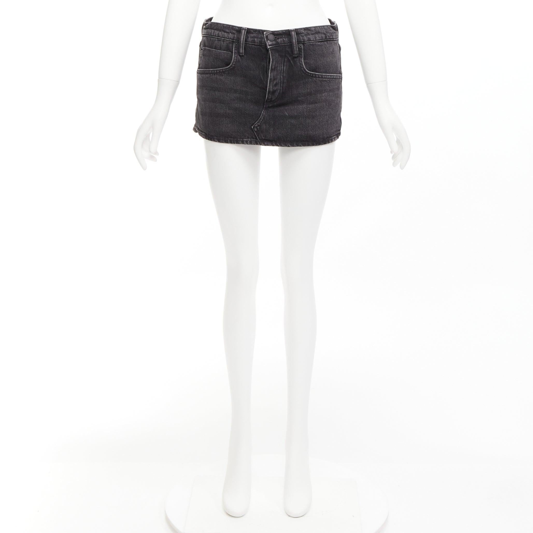 ALEXANDER WANG black washed front skirt back shorts mini skorts 24
