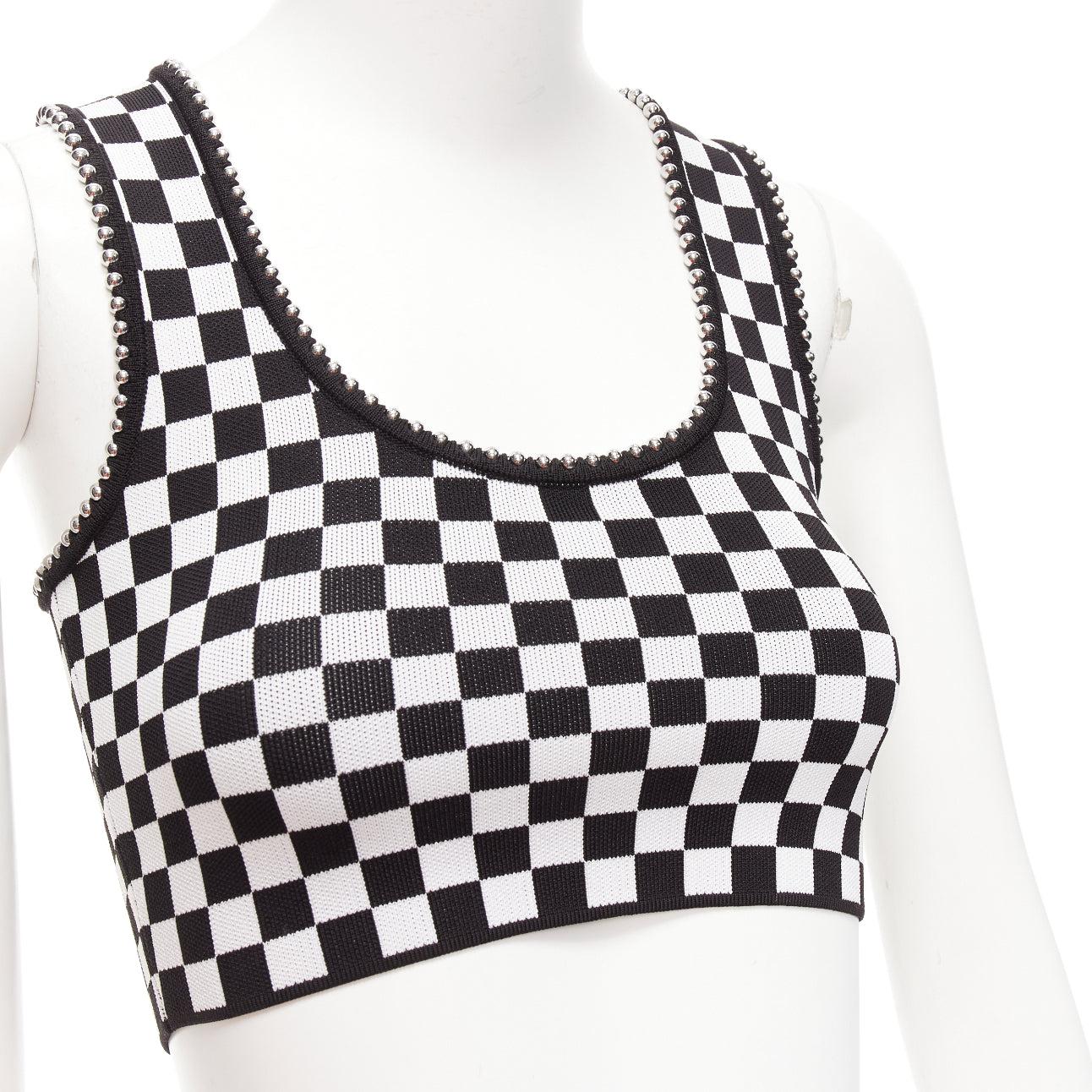 ALEXANDER WANG black white checker silver dome studded bralette top XS
Reference: YIKK/A00097
Brand: Alexander Wang
Designer: Alexander Wang
Material: Fabric
Color: Black, White
Pattern: Checkered
Closure: Slip On
Made in: