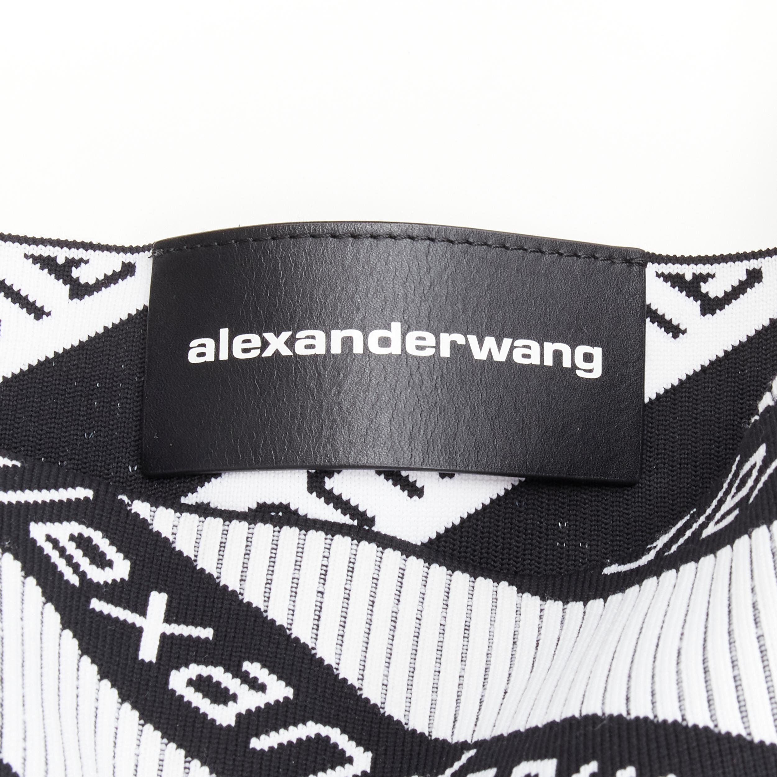 ALEXANDER WANG black white logo intarsia fabric  shopper tote bag 3