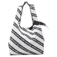Used ALEXANDER WANG black white logo intarsia fabric  shopper tote bag