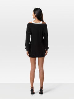 Alexander Wang Black & White Wool Layered Jersey Dress Size XS