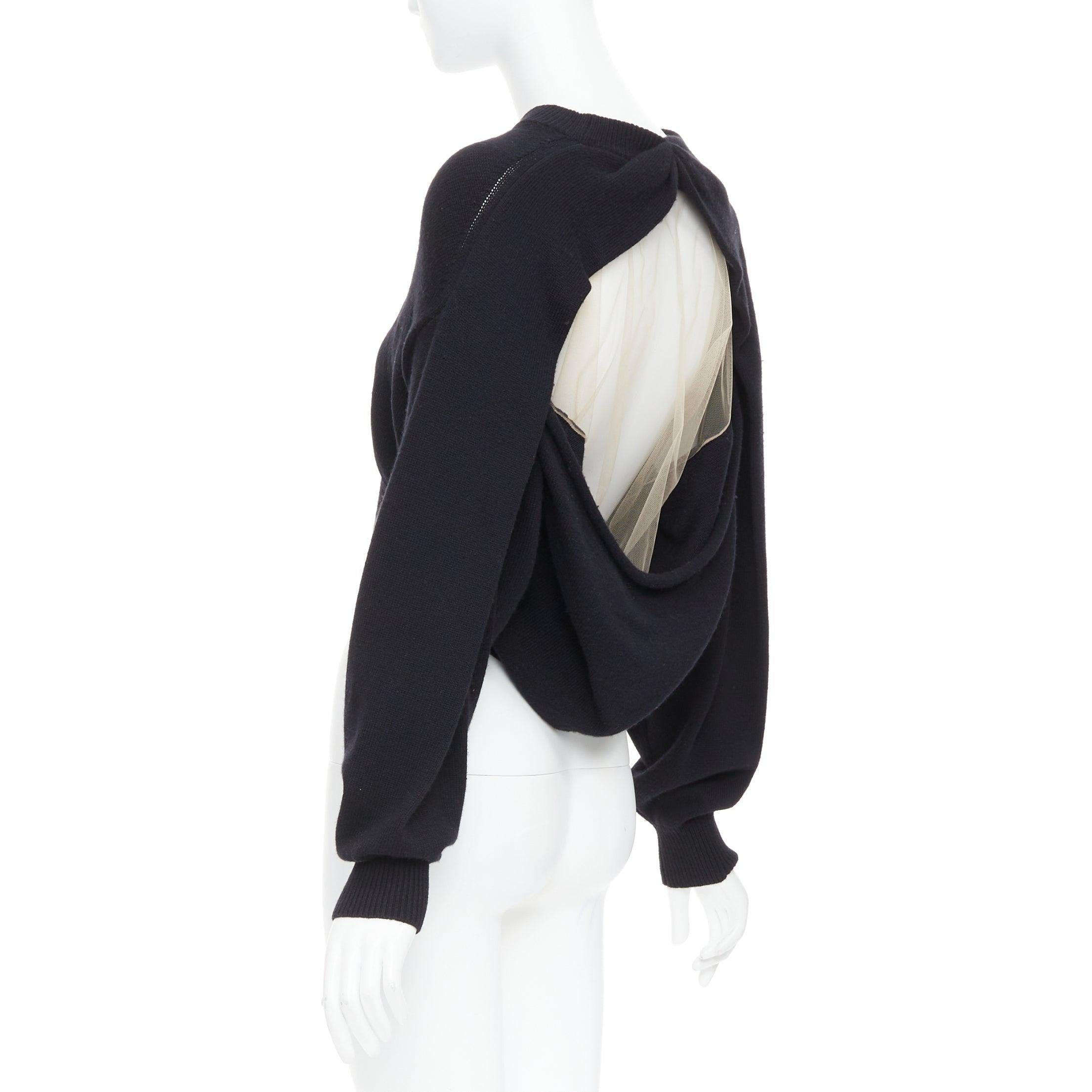 Donna Alexander Wang maglione nero in misto lana con schiena trasparente S in vendita