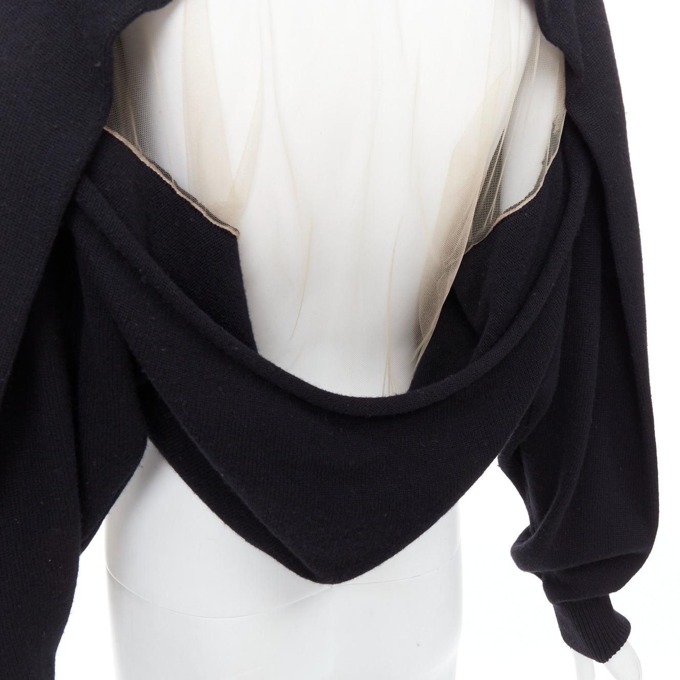 Alexander Wang maglione nero in misto lana con schiena trasparente S in vendita 2