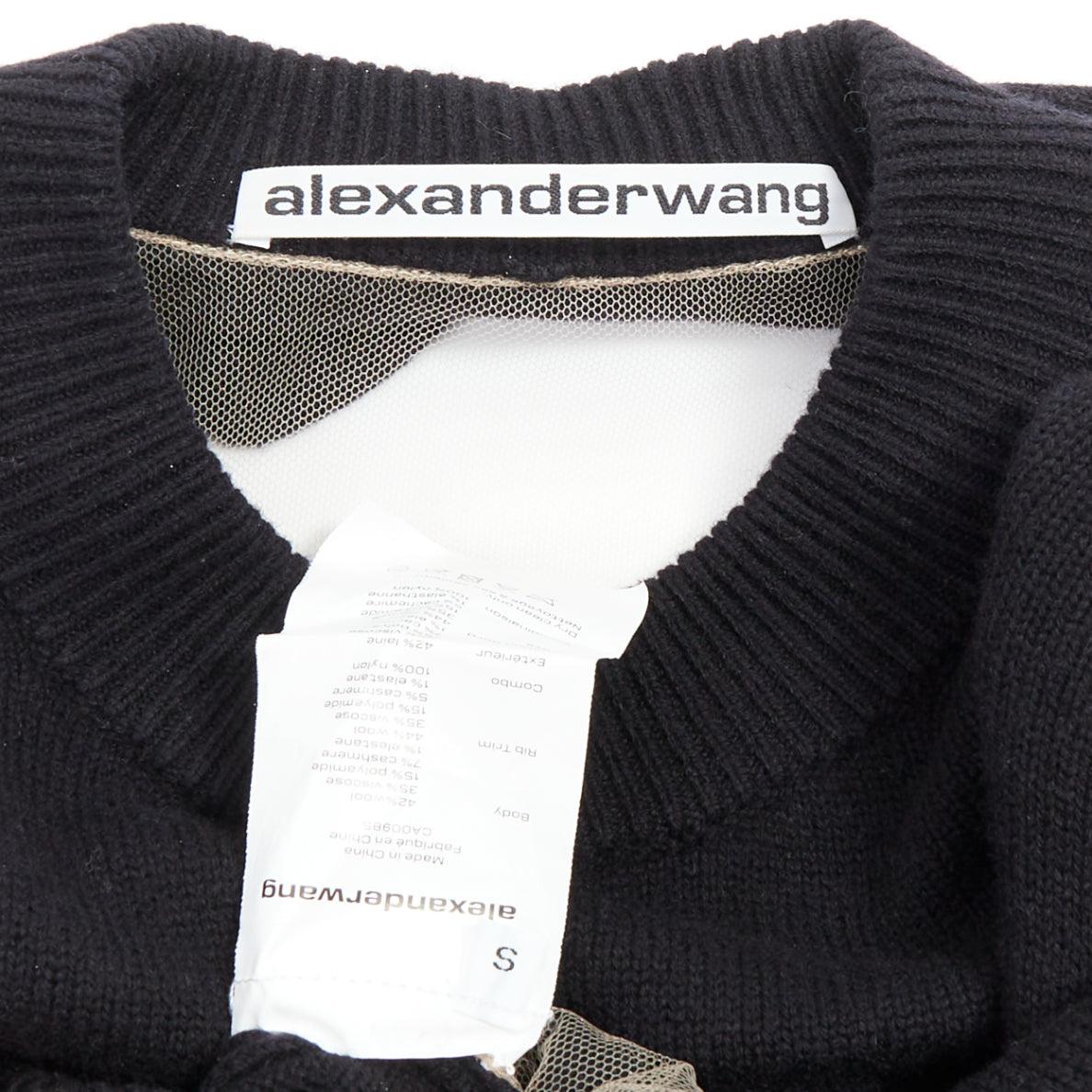 Alexander Wang maglione nero in misto lana con schiena trasparente S in vendita 3