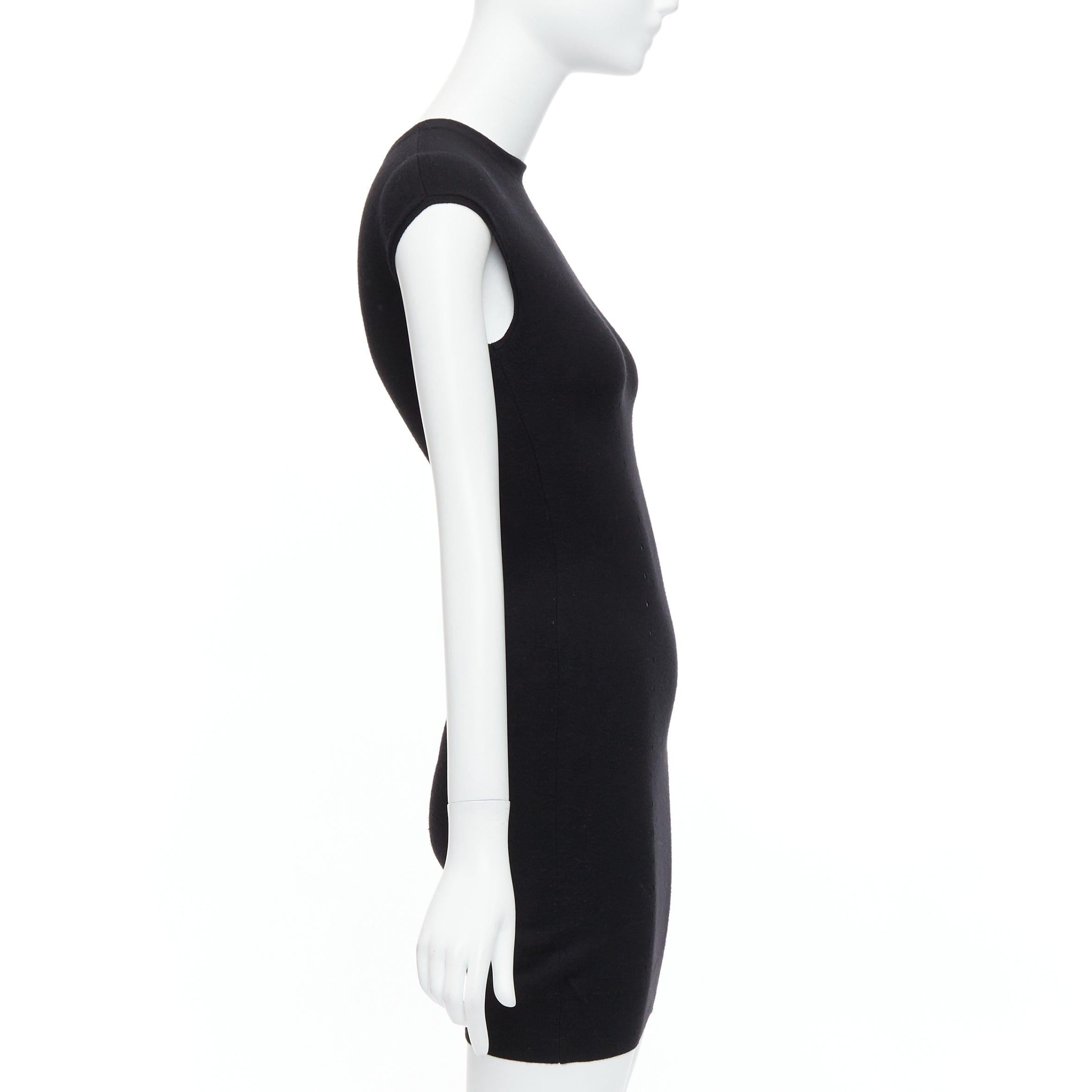 ALEXANDER WANG black wool blend pointelle knit bodycon dress XS In Good Condition For Sale In Hong Kong, NT