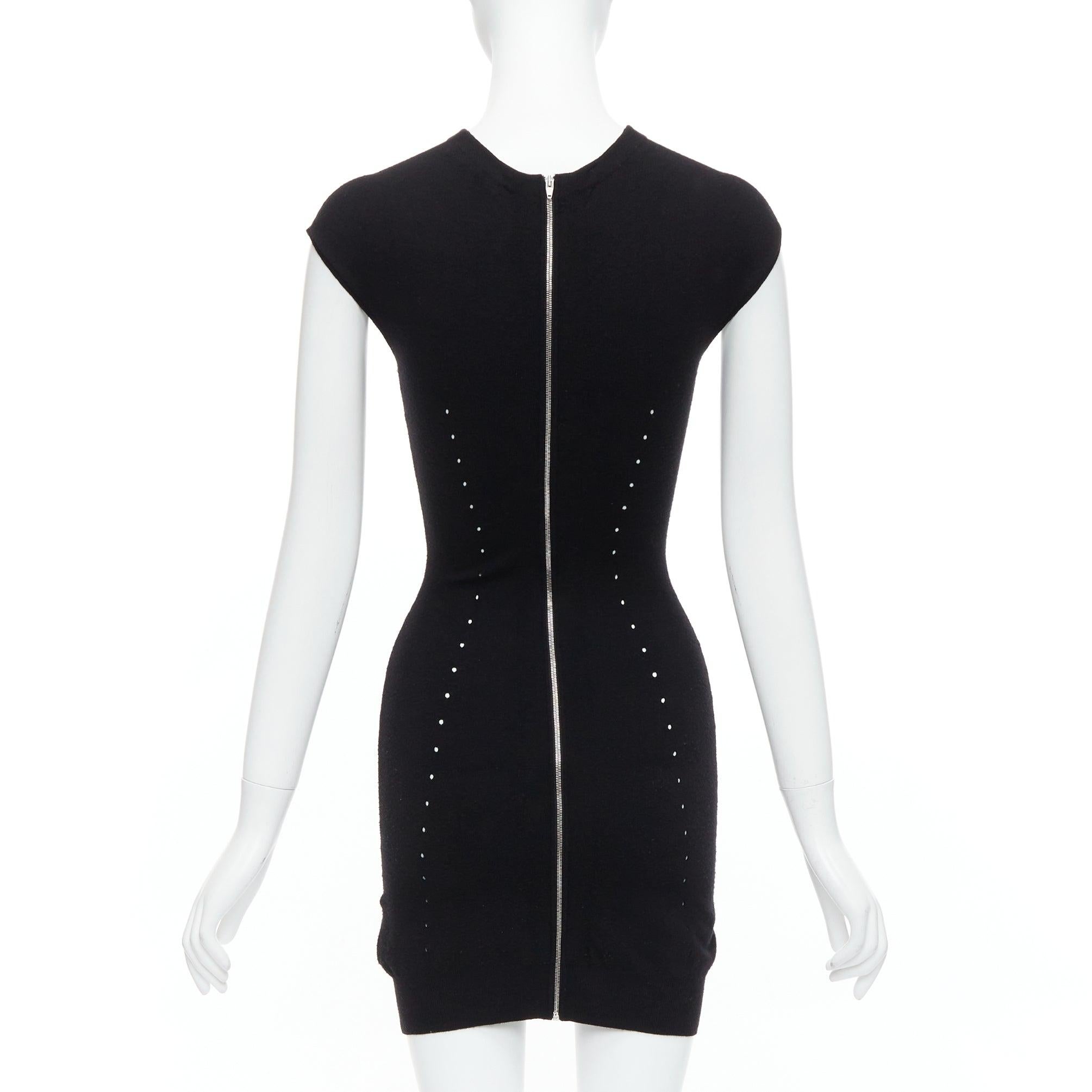 Women's ALEXANDER WANG black wool blend pointelle knit bodycon dress XS For Sale