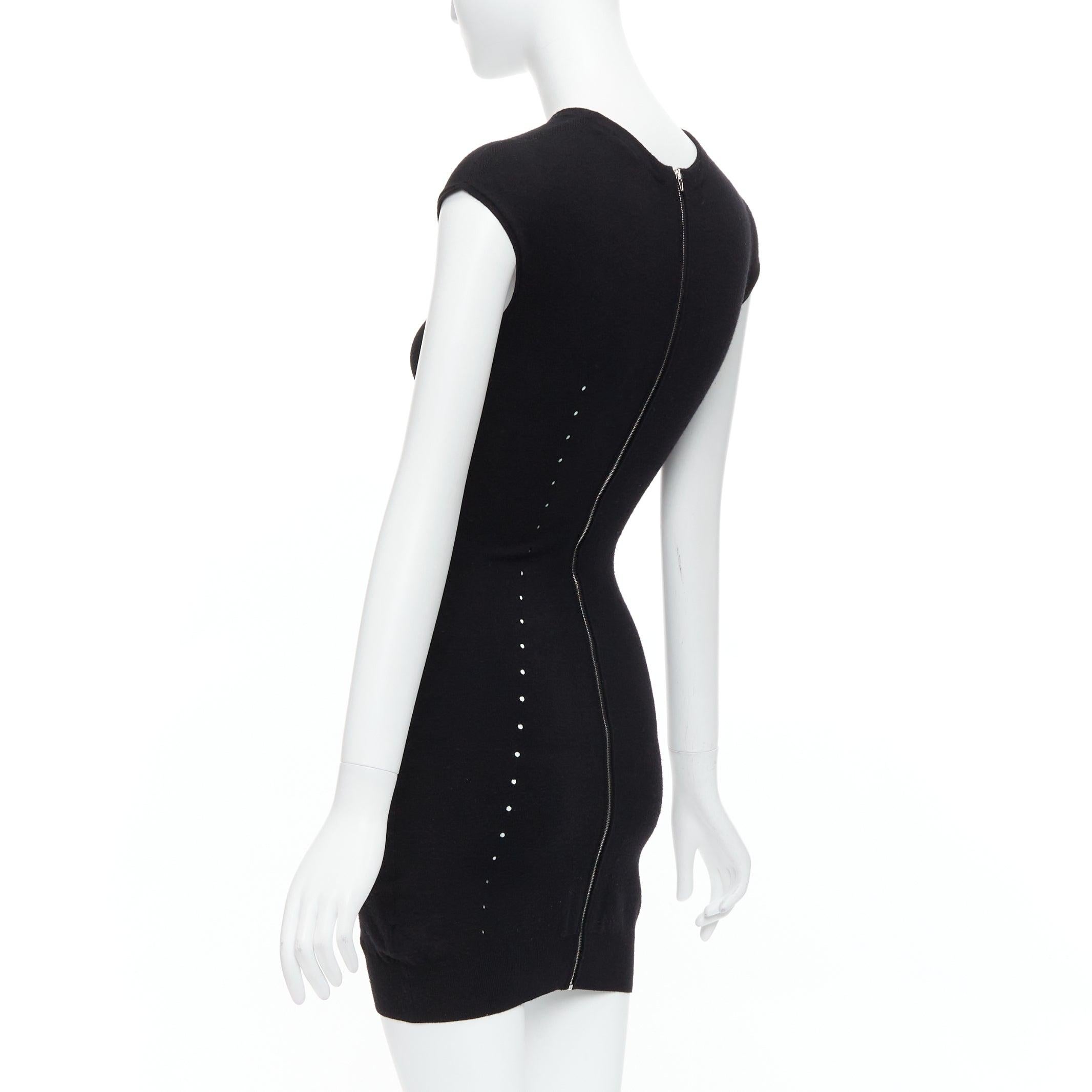 ALEXANDER WANG black wool blend pointelle knit bodycon dress XS For Sale 1