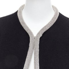ALEXANDER WANG Schwarze Strickjacke aus Wolle und Kaschmirmischung mit Kristallkordelschnitt S