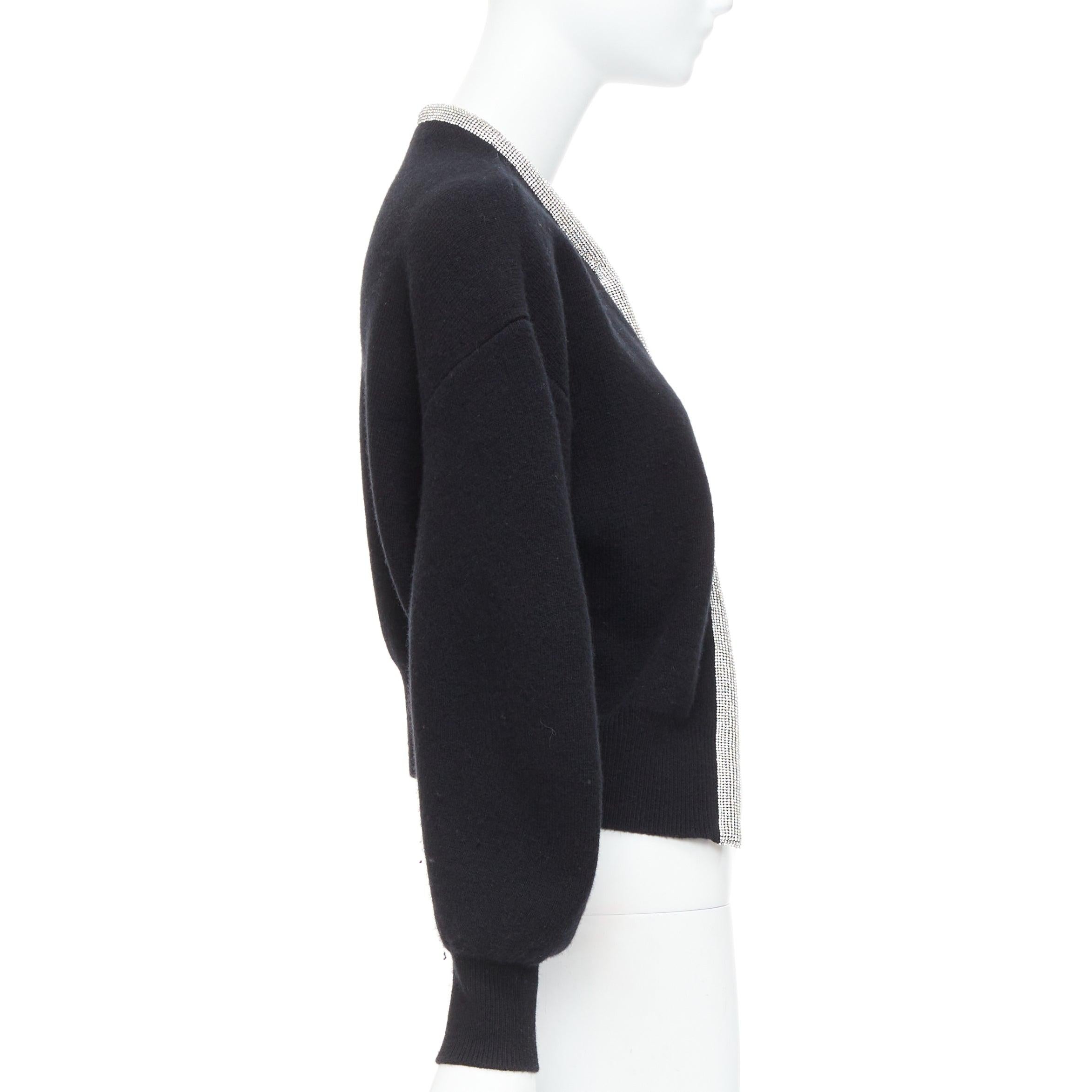 ALEXANDER WANG - Cardigan court en laine noire mélangée au cachemire et cordon de cristal S Bon état - En vente à Hong Kong, NT