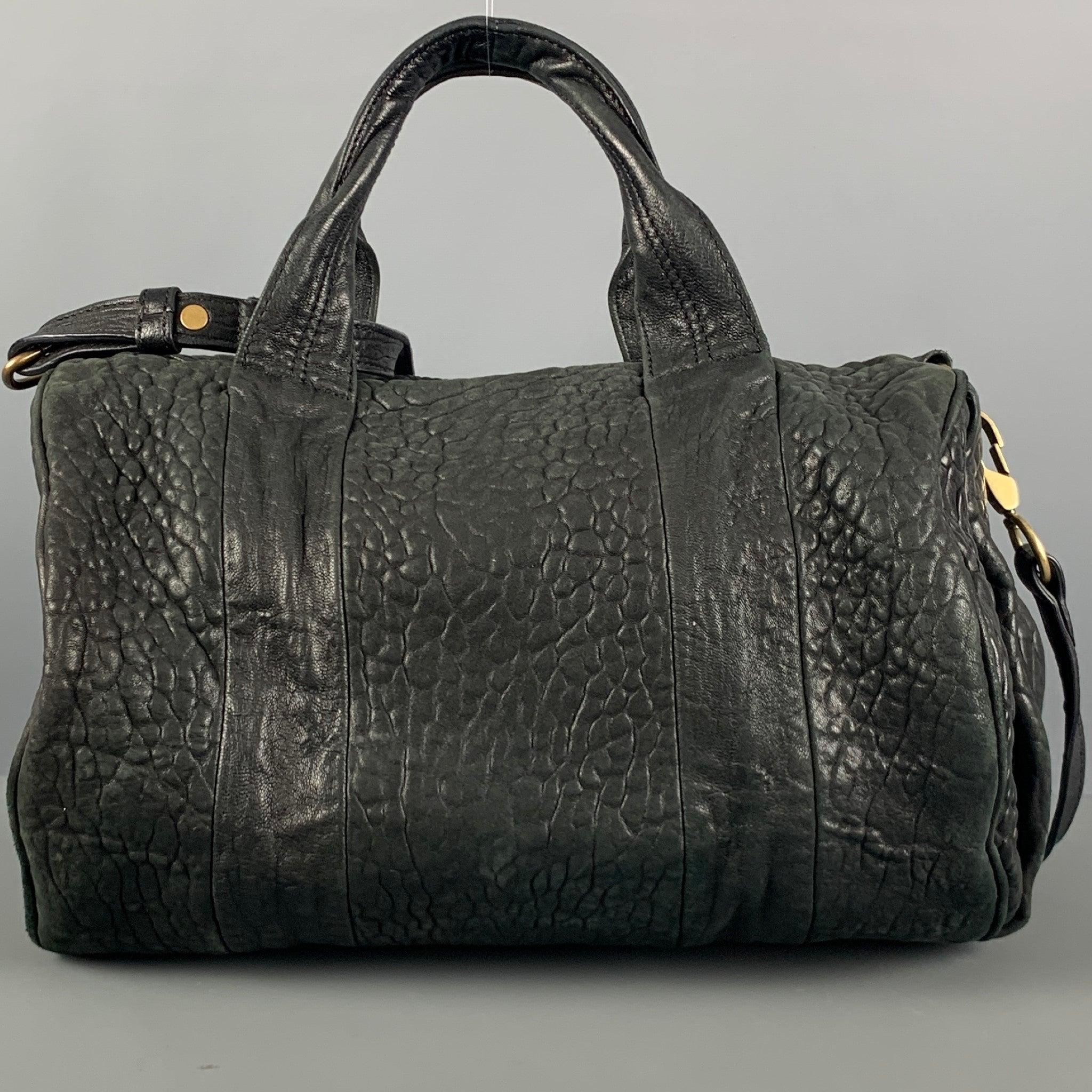 ALEXANDER WANG Black Wrinkled Leather Handbag In Good Condition For Sale In San Francisco, CA