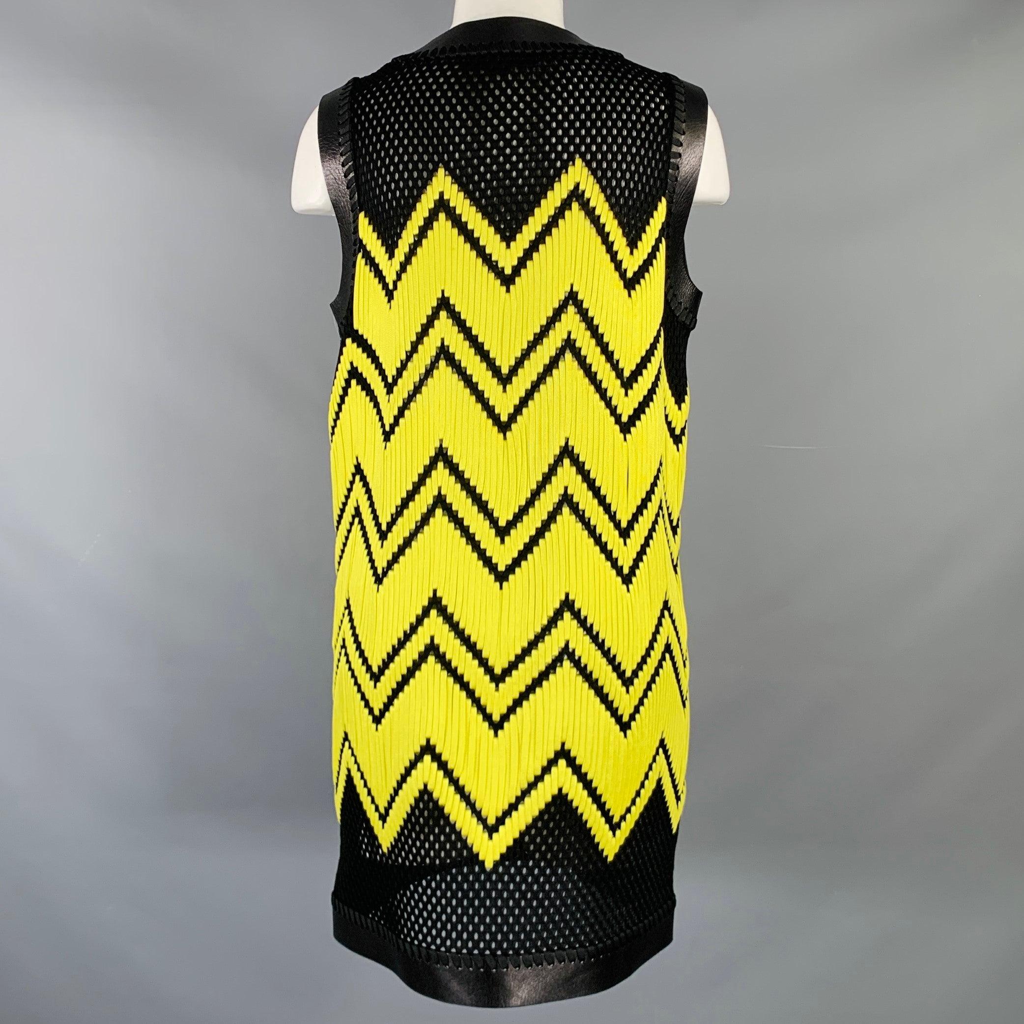 Women's ALEXANDER WANG Black Yellow Polyester Woven Lamb Skin Cocktail Dress For Sale