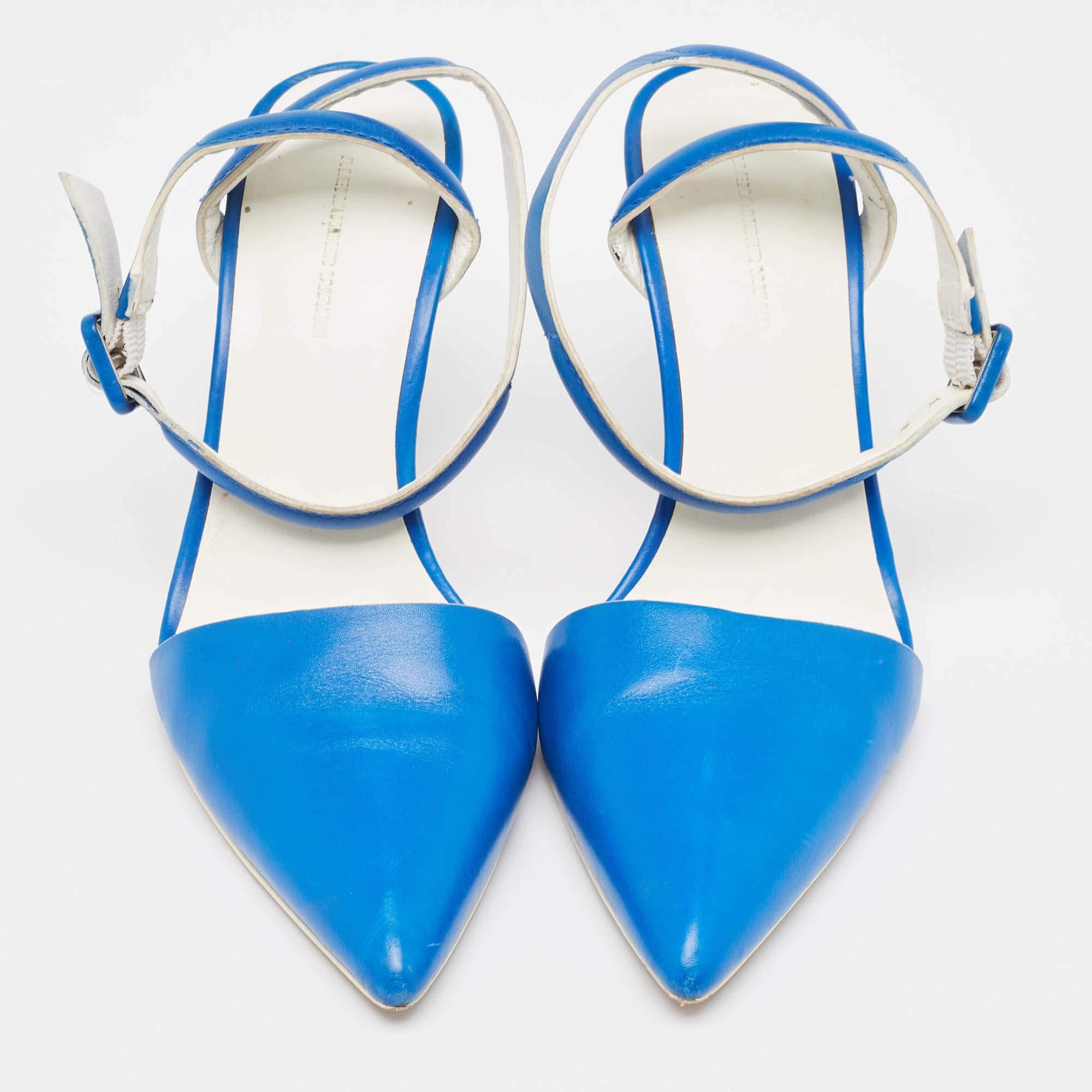 Blu Alexander Wang - Pumps con cinturino alla caviglia in pelle blu misura 36 in vendita