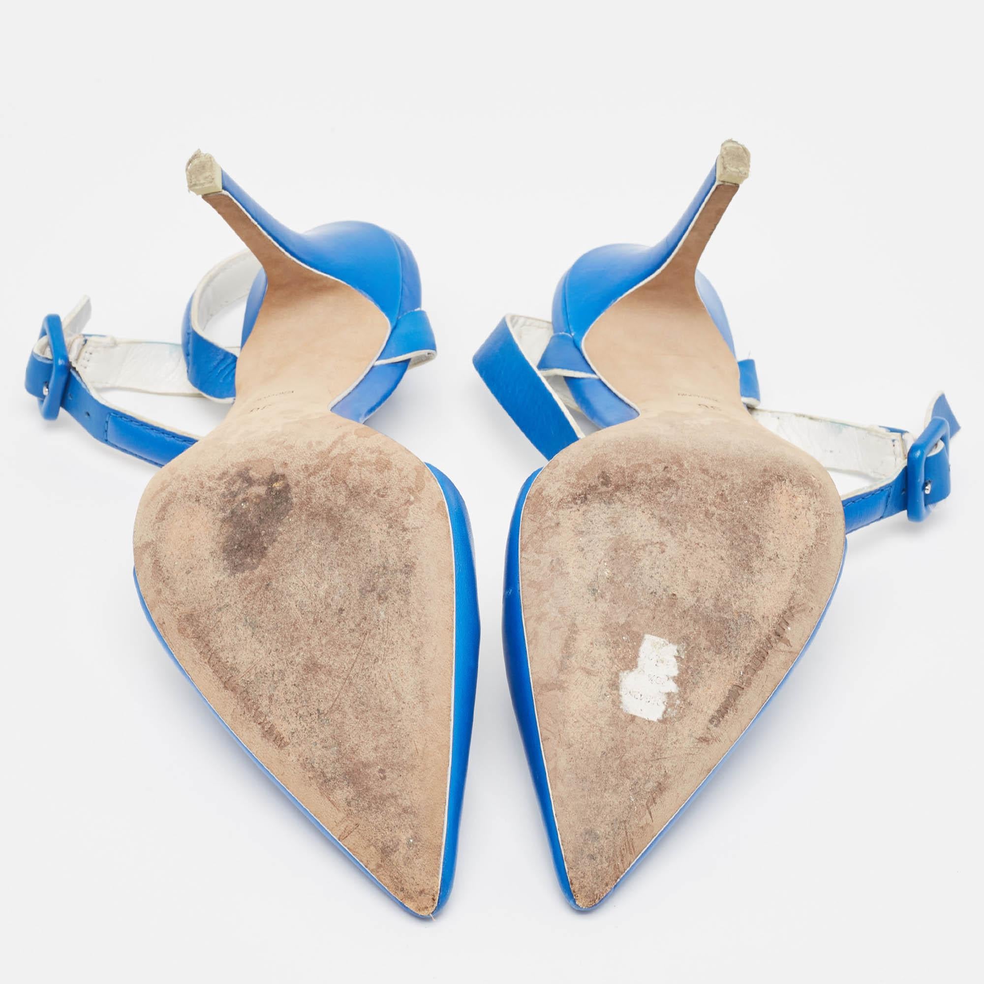 Alexander Wang - Pumps con cinturino alla caviglia in pelle blu misura 36 in vendita 1