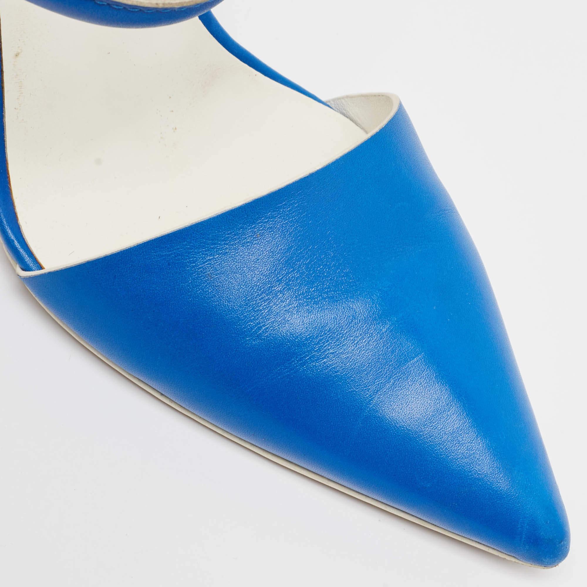 Alexander Wang - Pumps con cinturino alla caviglia in pelle blu misura 36 in vendita 2