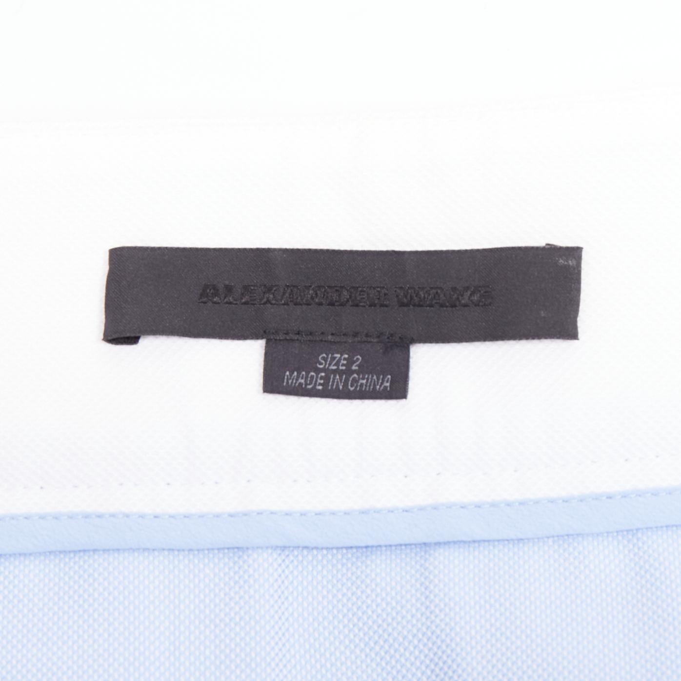 ALEXANDER WANG blue pleated white waistband silver buckle mini skirt US2 S 3