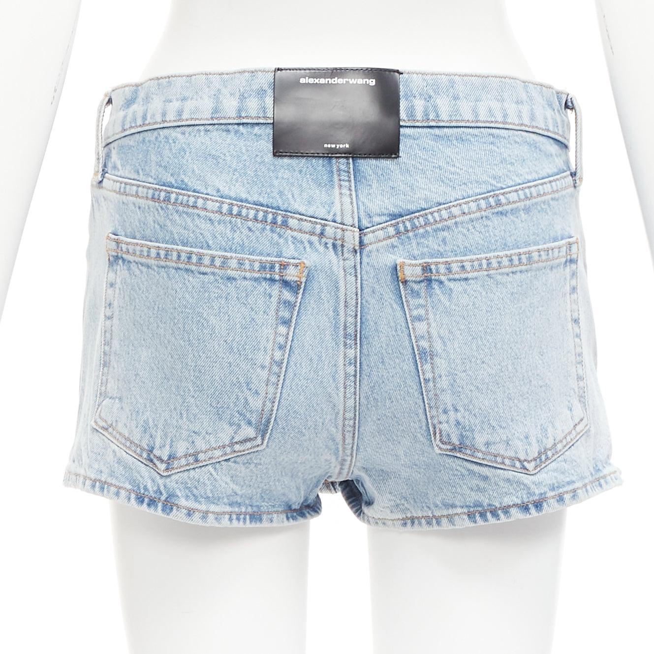 Women's ALEXANDER WANG blue washed front skirt back shorts mini skorts 25