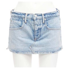 ALEXANDER WANG blue washed front skirt back shorts mini skorts 25"