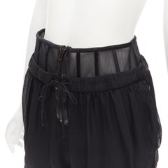 ALEXANDER WANG boned corset sheer lace trim layered drawstring shorts S