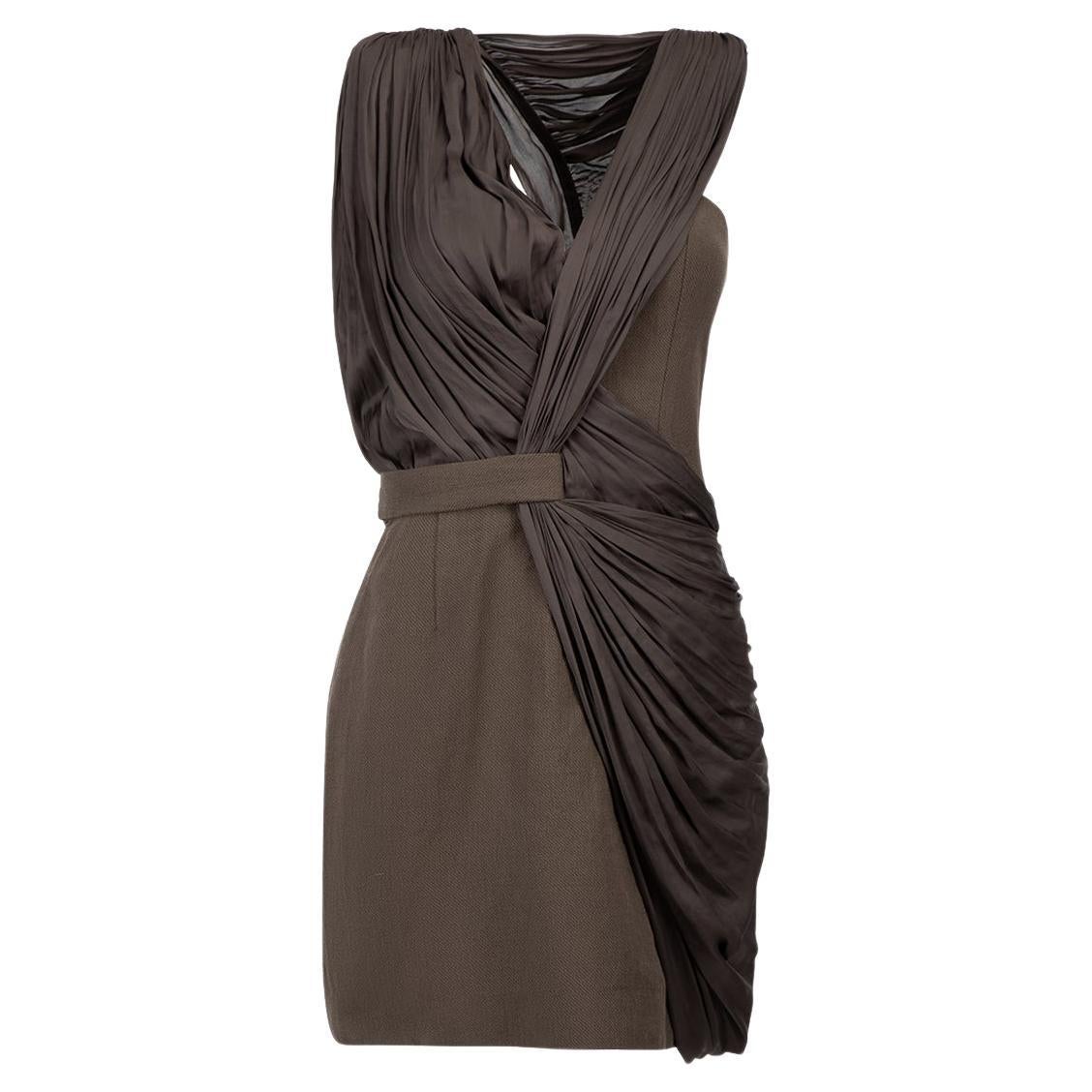 Alexander Wang Brown Asymmetric Draped Mini Dress Size S For Sale