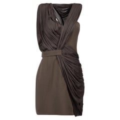Used Alexander Wang Brown Asymmetric Draped Mini Dress Size S