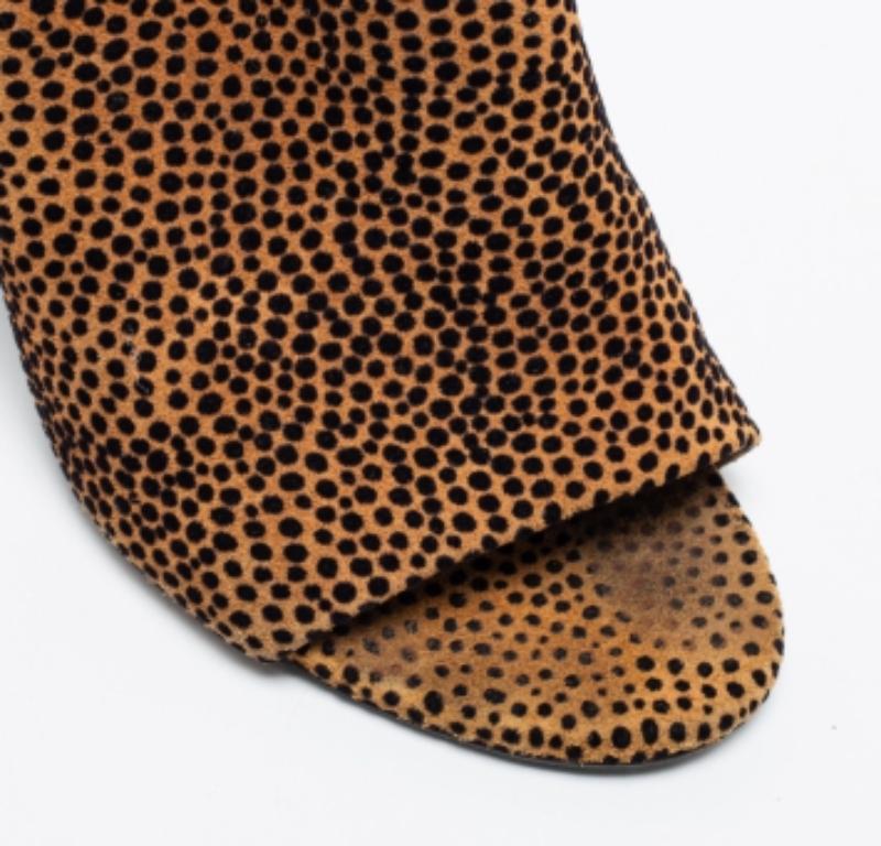 Alexander Wang Marrón/Negro Animal Print Suede Avery Block Heel Mules Talla 38 en venta 1