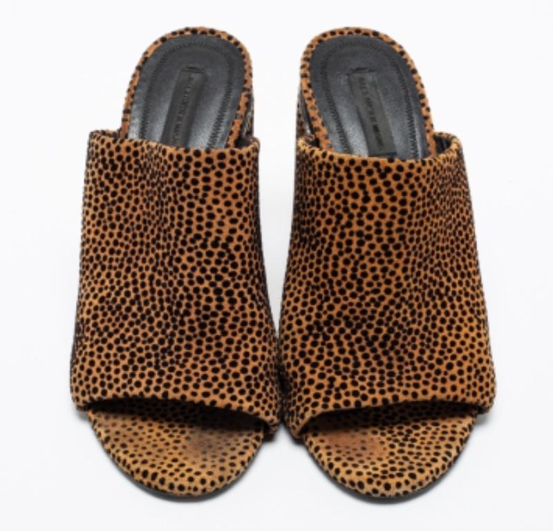Alexander Wang Marrón/Negro Animal Print Suede Avery Block Heel Mules Talla 38 en venta 3