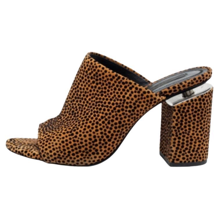 Alexander Wang Marrón/Negro Animal Print Suede Avery Block Heel Mules Talla 38 en venta