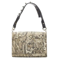 ALEXANDER WANG brown scaled leather black studded strap flap shoulder bag