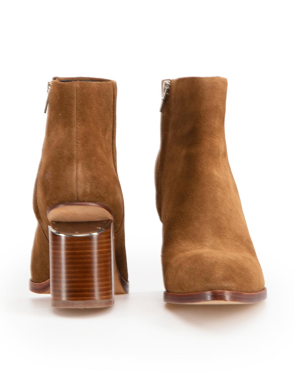 Alexander Wang Brown Suede Elevated Heel Ankle Boots Size IT 39 In Excellent Condition In London, GB