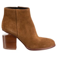Alexander Wang Brown Suede Elevated Heel Ankle Boots Size IT 39