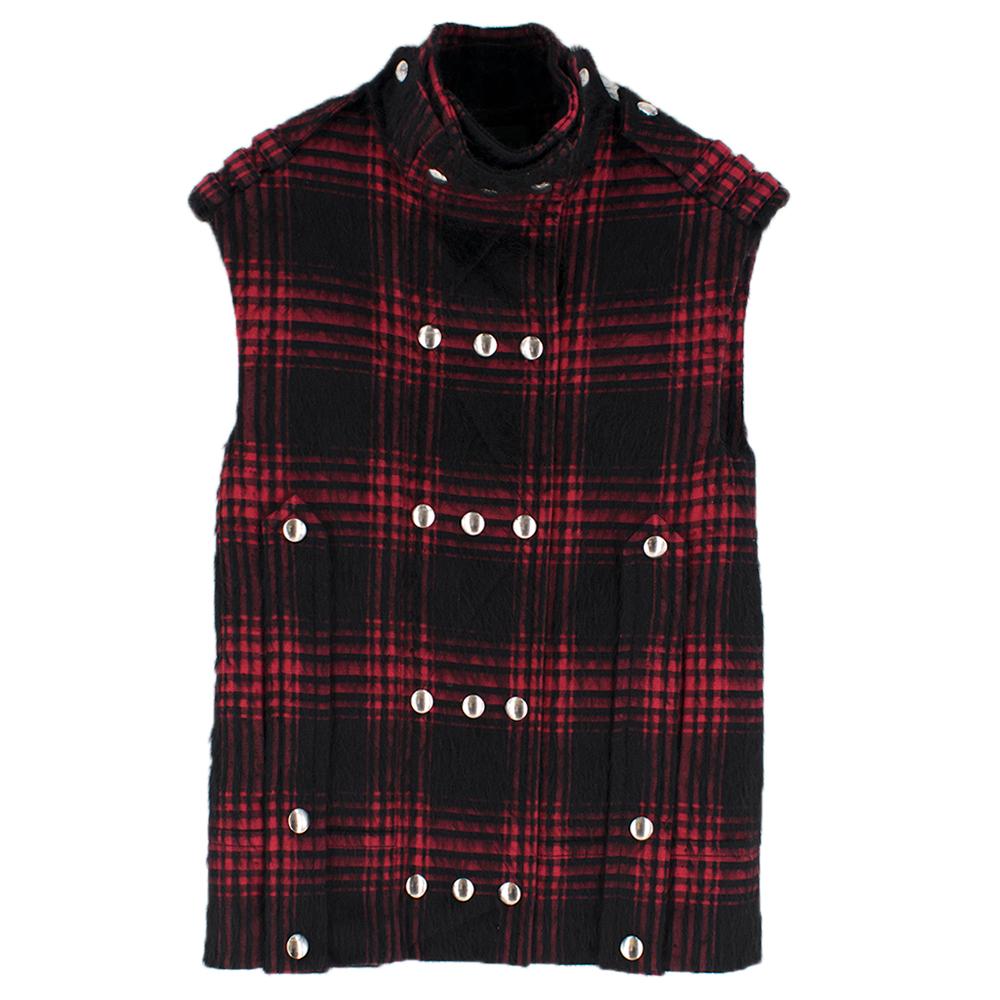 Alexander Wang Buffalo Plaid Brushed Wool Vest UK 4 In Excellent Condition In London, GB