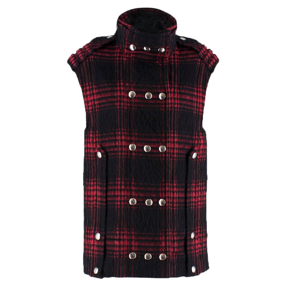 Alexander Wang Buffalo Plaid Brushed Wool Vest UK 4