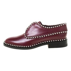 Alexander Wang Burgundy Leather Stud Trim Brogues Loafers Size 38.5
