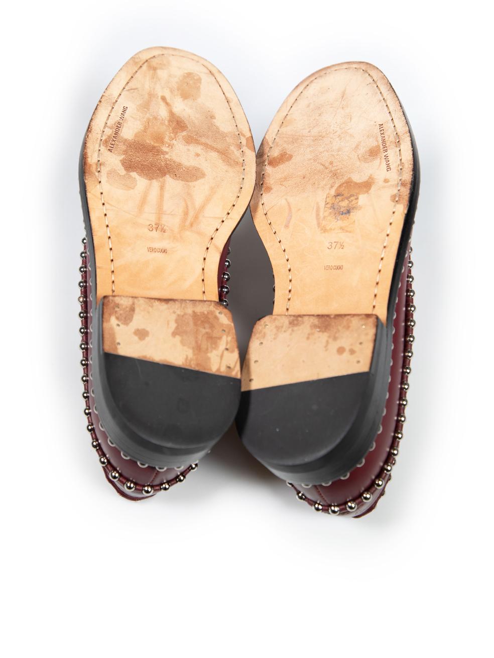 Alexander Wang Burgundy Leather Wendie Derby Size IT 37.5 In Excellent Condition In London, GB